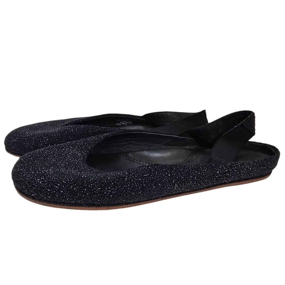 Gentle souls Glitter flats in black leather Upper Slingback Flats